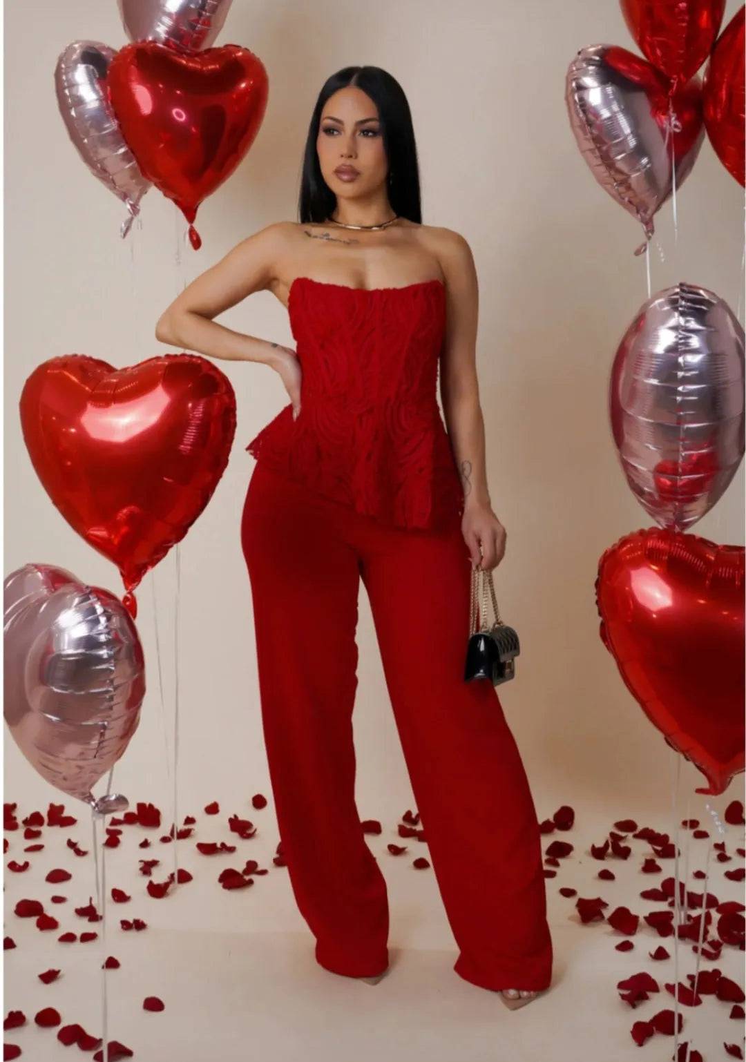 Sweet Roses Women's Pants Set - My Sexy Black