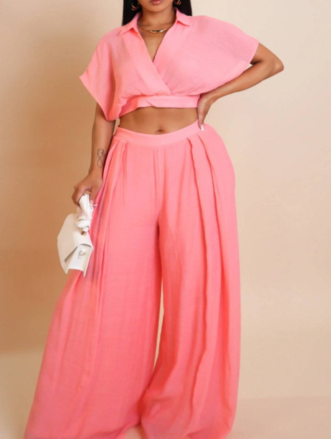 Vanessa Wide Leg Pants Set - My Sexy Black