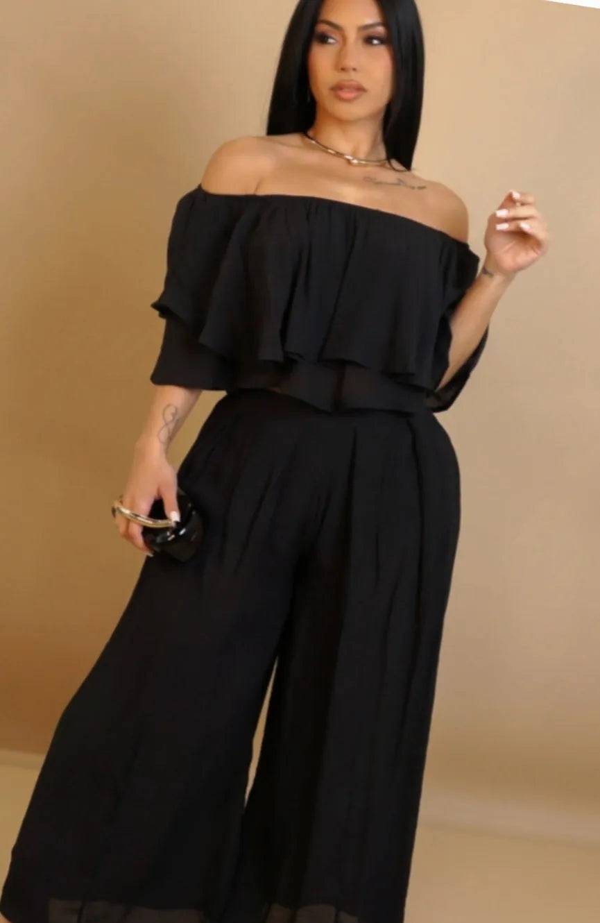 Addie Off Shoulder Pants Set - My Sexy Black