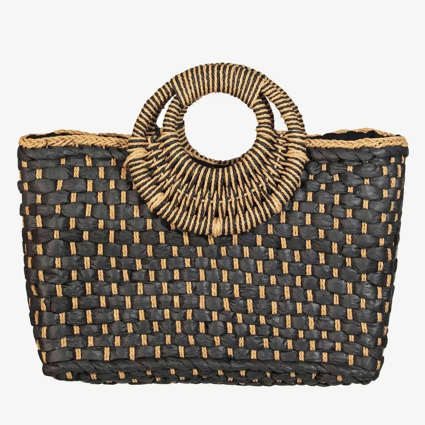 Basket Weave Rectangle Bag-Brown.
