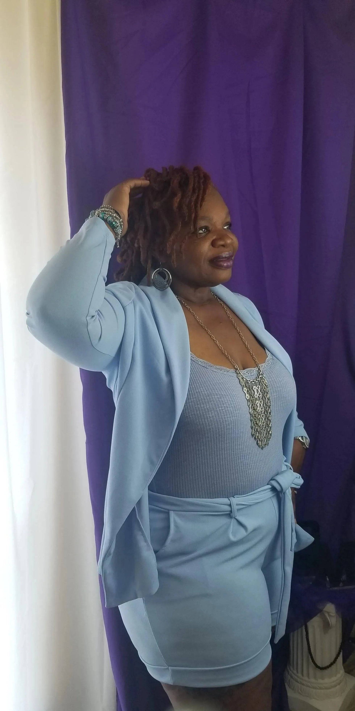 Kamyri Plus Size Short Set-Light Blue.