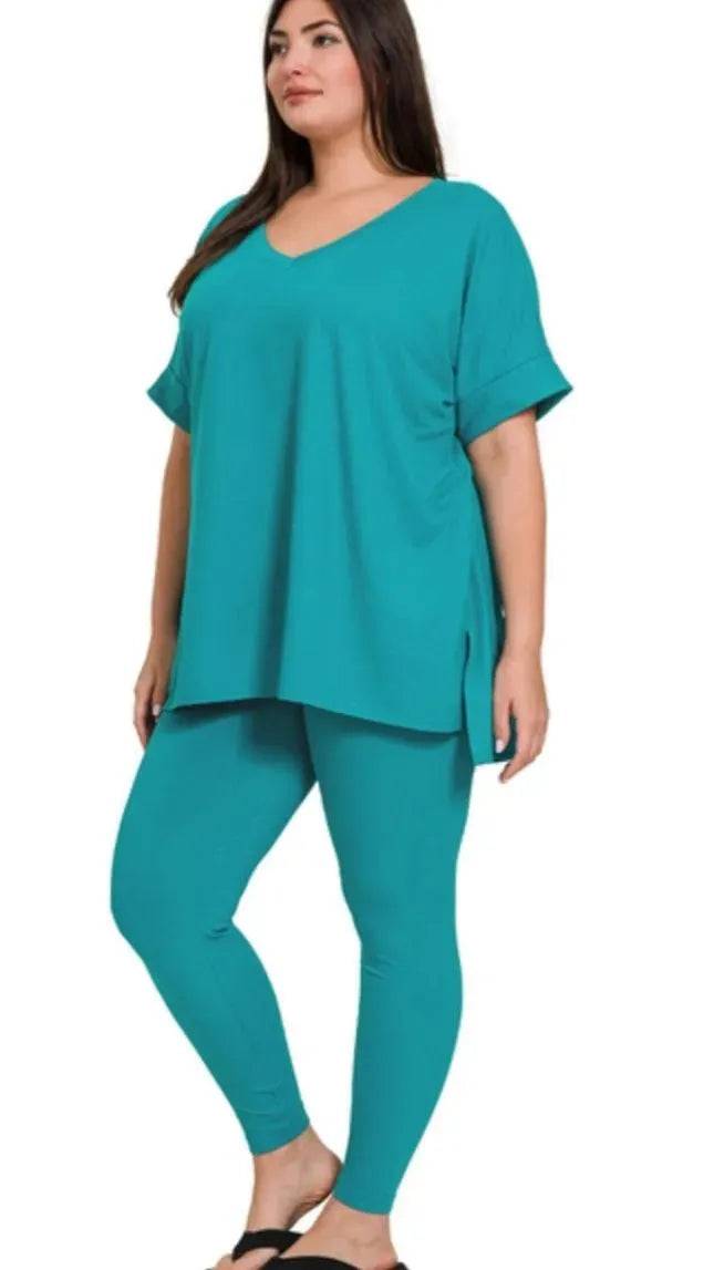Kayla Microfiber Loungewear Set-Bright Blue.
