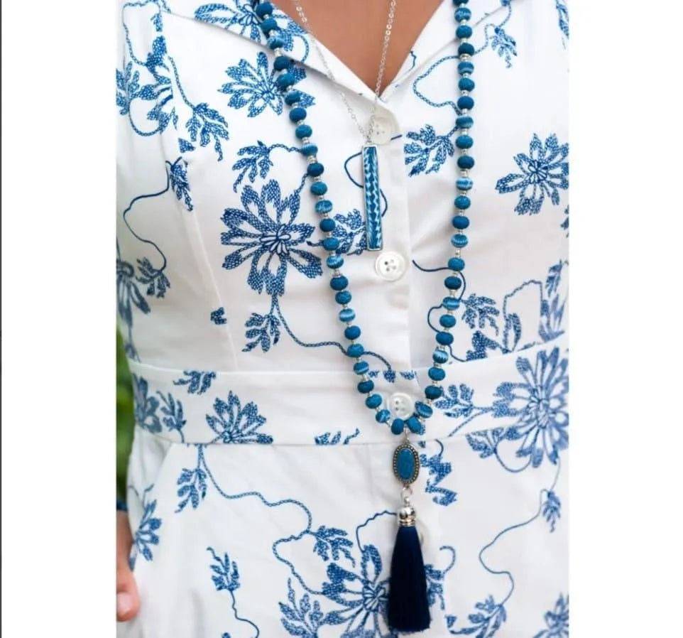 Tassel Beaded Necklace-Coral Crush.