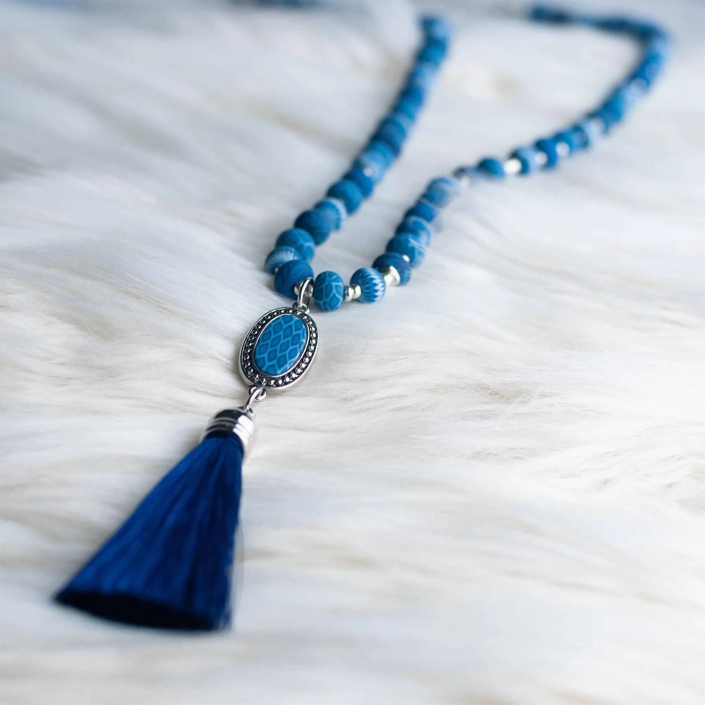 Tassel Beaded Necklace-Coral Crush.