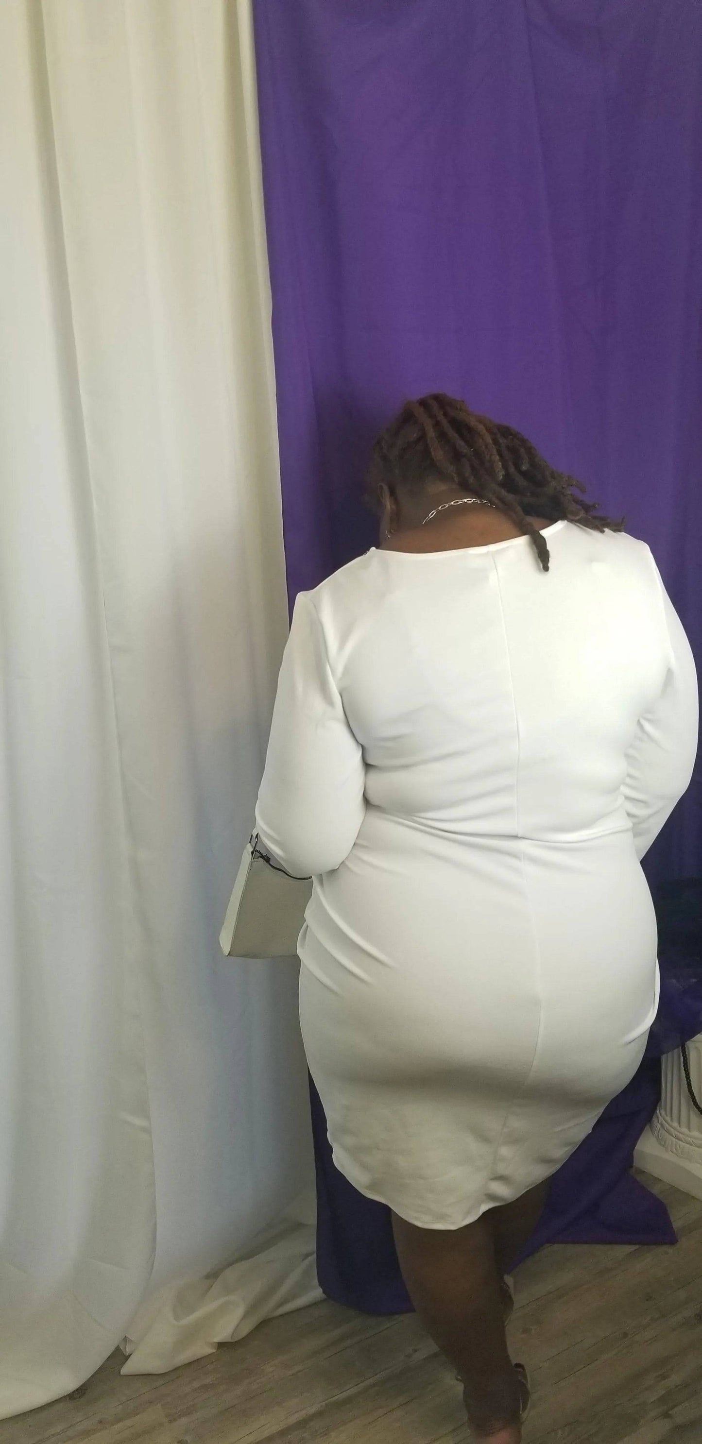 Twist On Plus Dress-White.