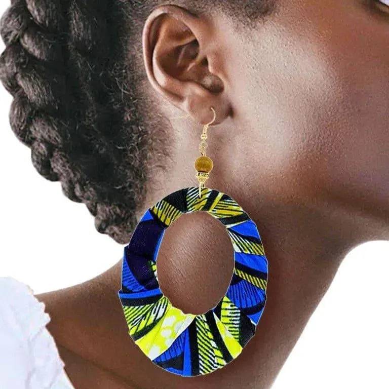 Afrocentric Teardrop Earrings-Royal Blue.