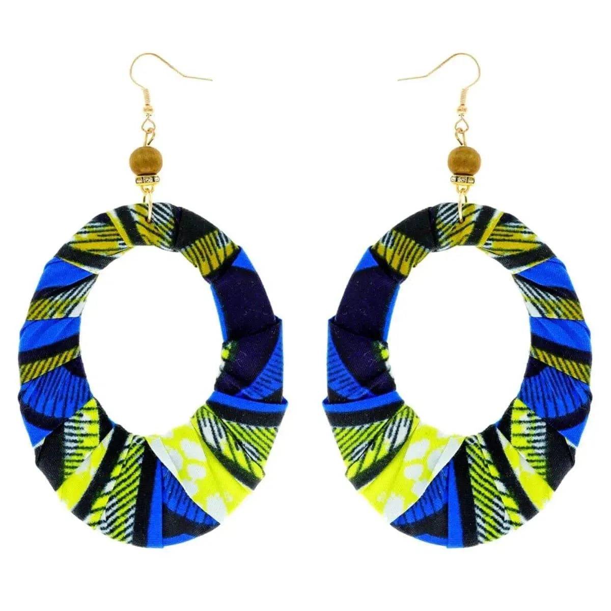 Afrocentric Teardrop Earrings-Royal Blue.