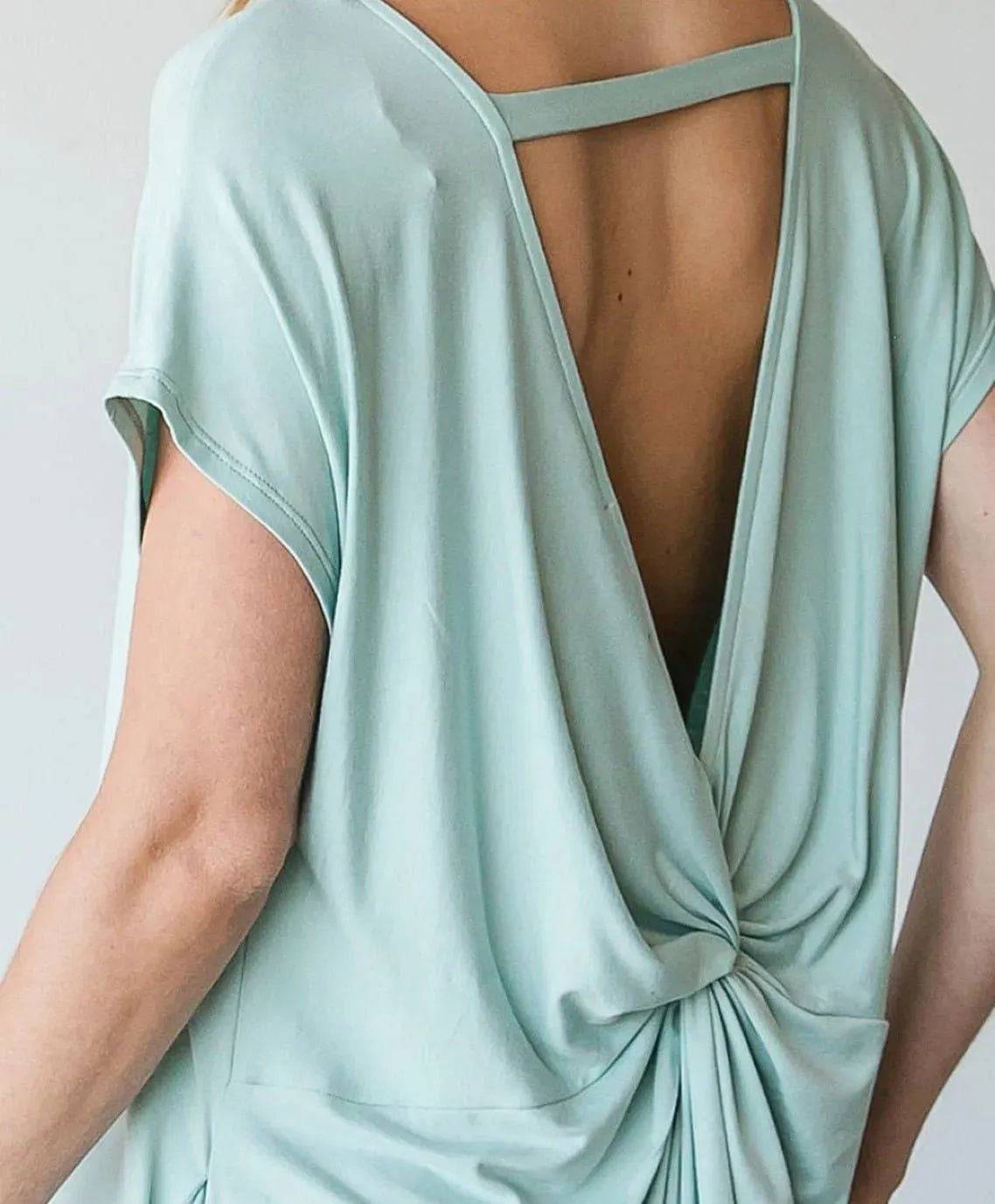 Back Tie Mini Dress- Sage.