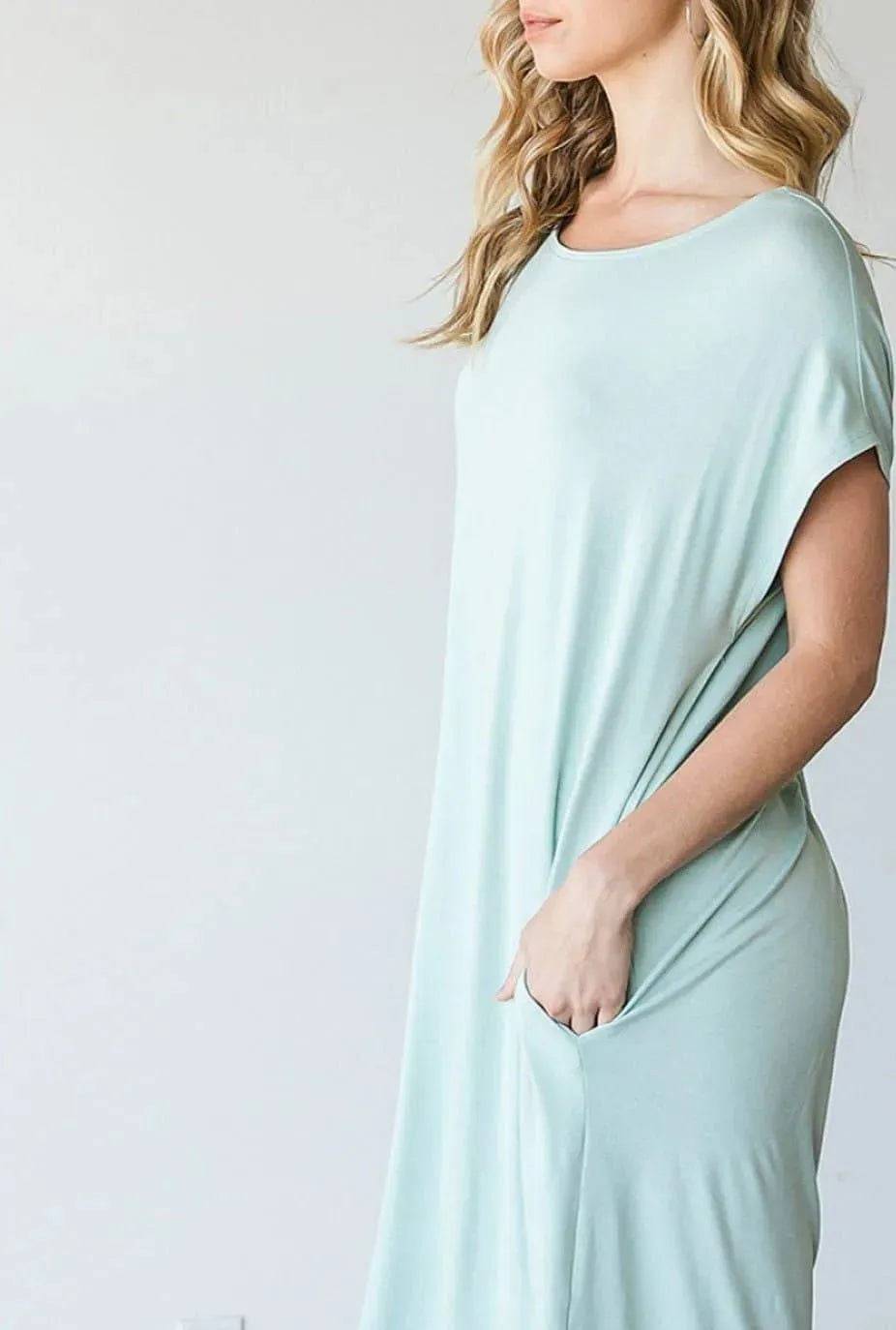 Back Tie Mini Dress- Sage.
