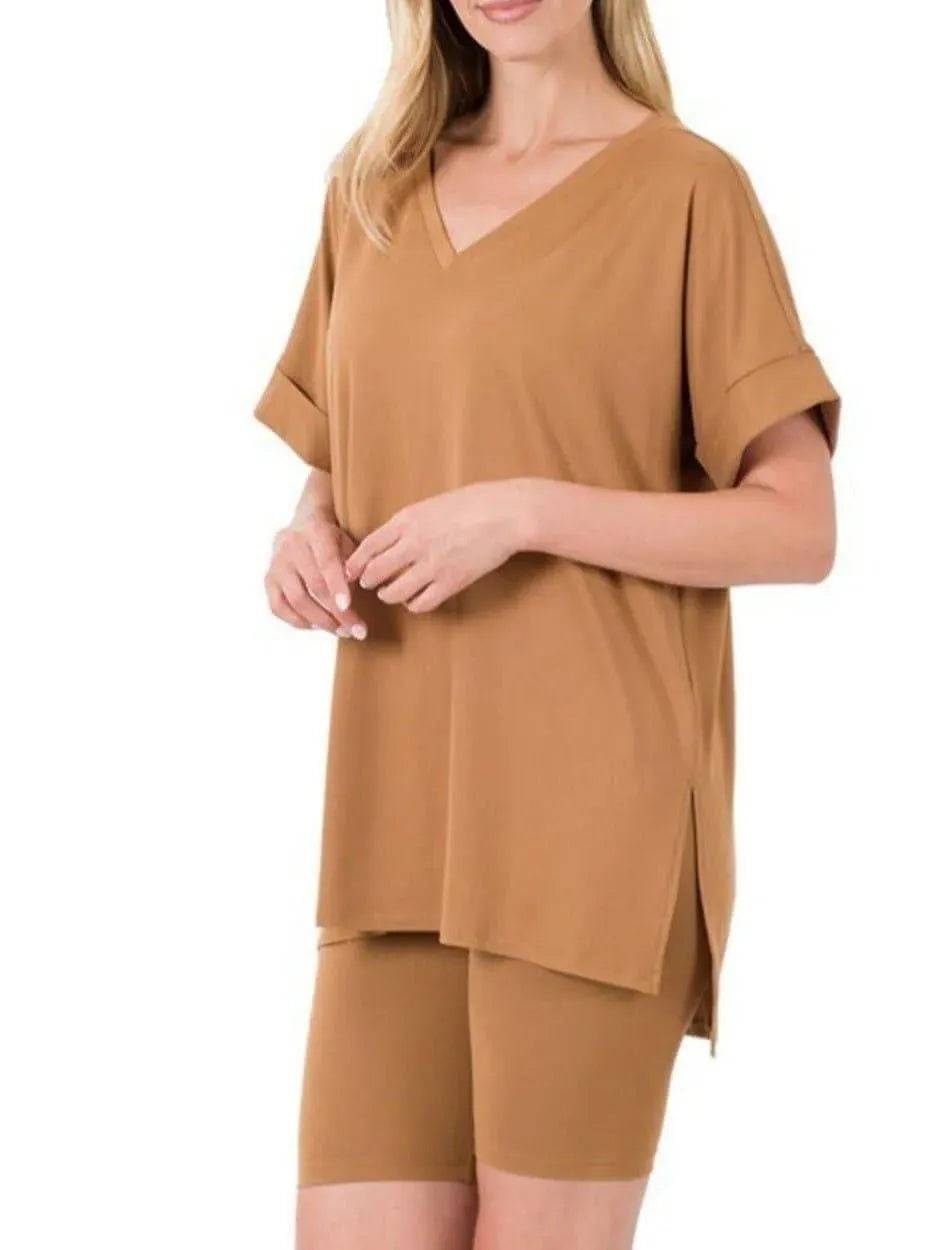 Camel Biker Short Set.