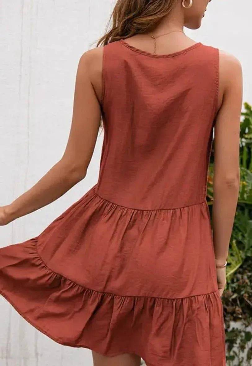 Country Girl Mini Dress-Rust.
