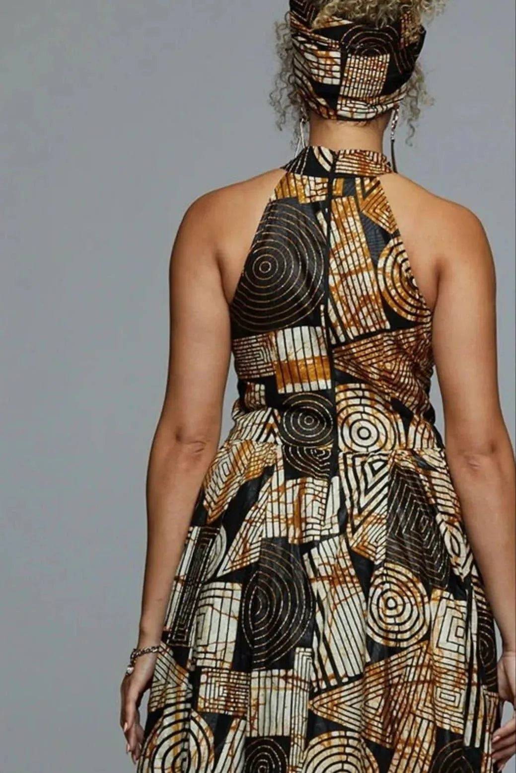 Elegant African Dress-Brown.