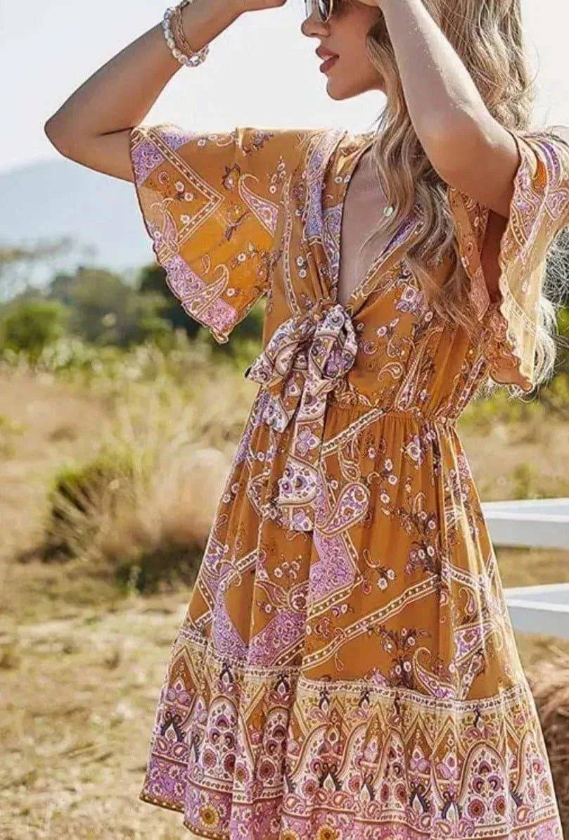Florance Mini Dress-Brown.