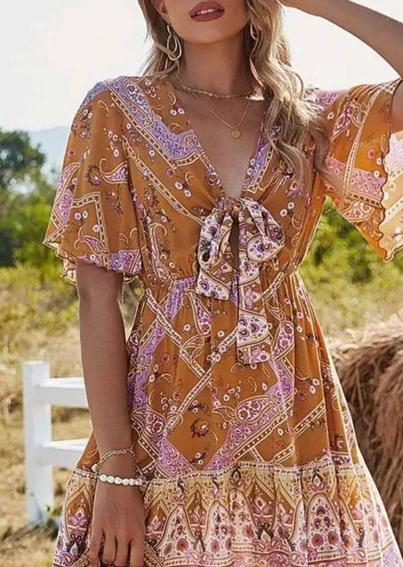 Florance Mini Dress-Brown.