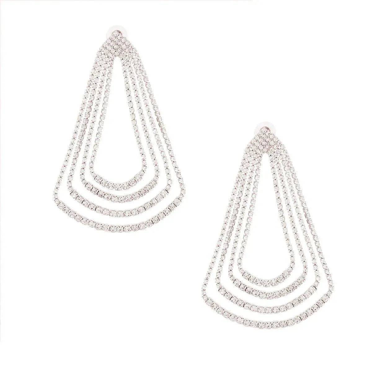 Graduated Teardrop Stone Earrings-Gold.
