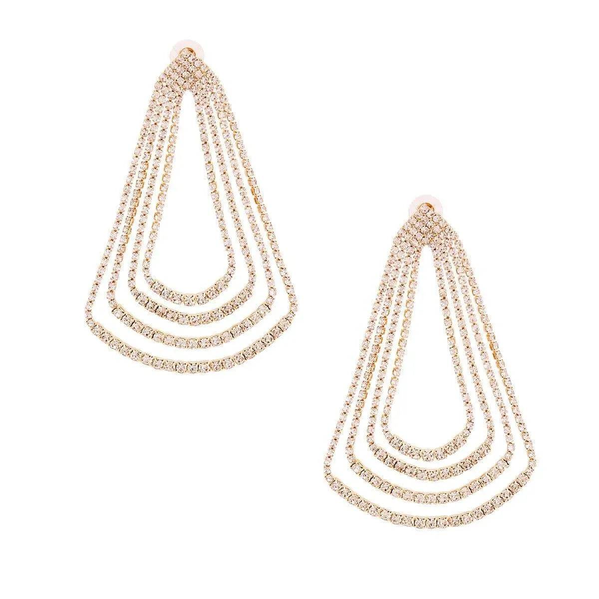 Graduated Teardrop Stone Earrings-Gold.