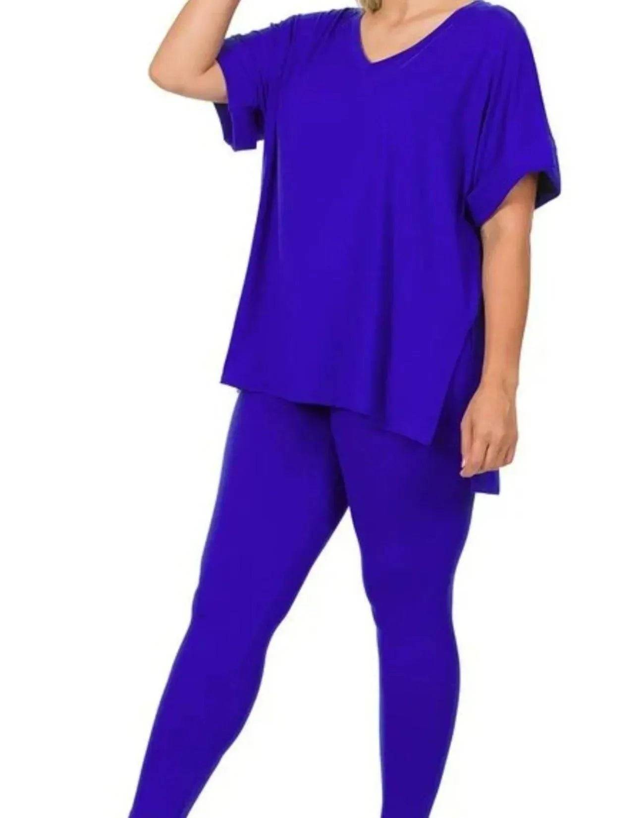 Kayla Microfiber Loungewear Set-Bright Blue.