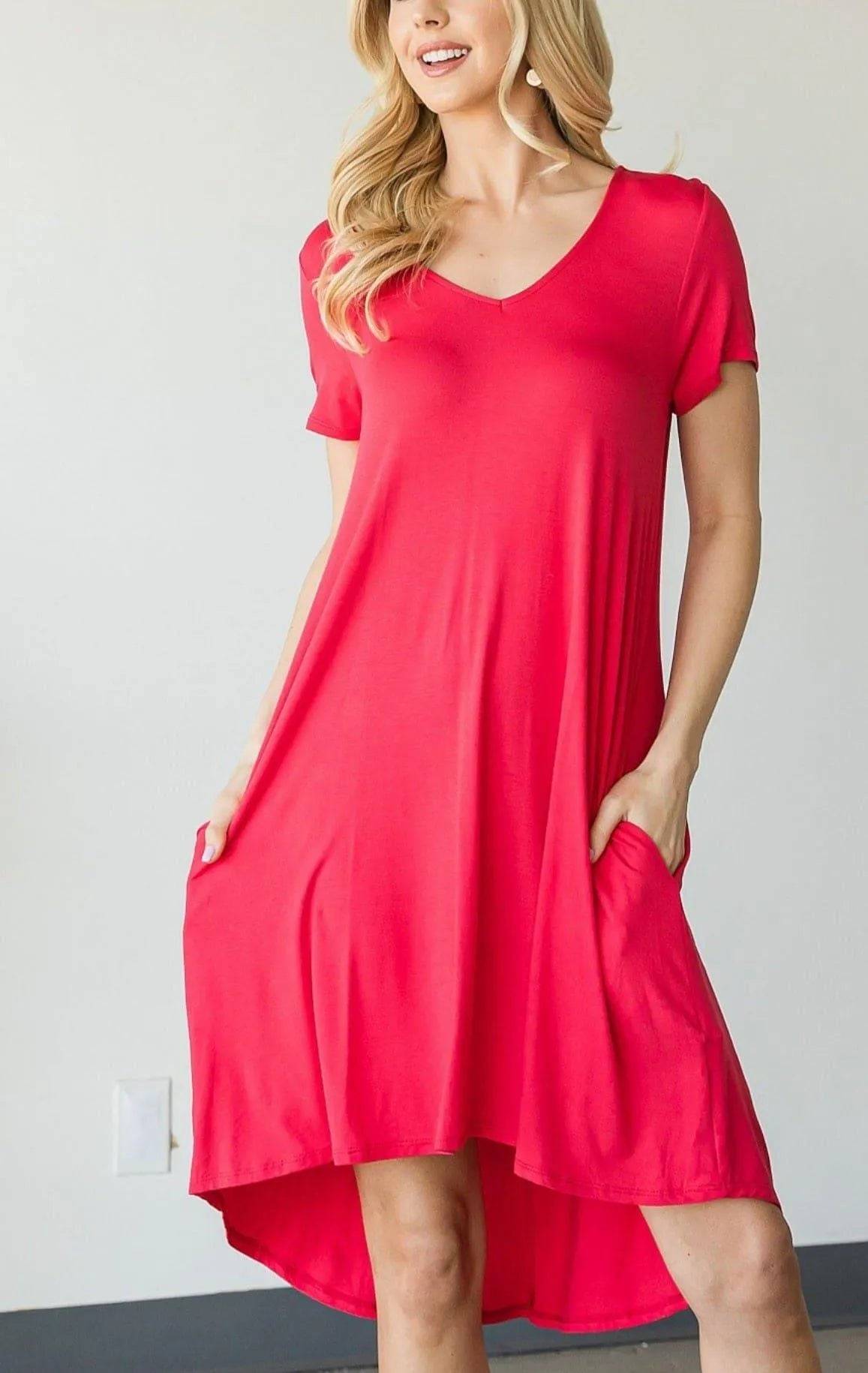Lou May V-Neck Mini Dress-Denim.