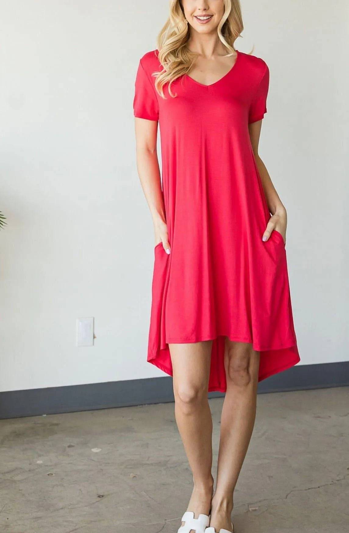 Lou May V-Neck Mini Dress-Denim.