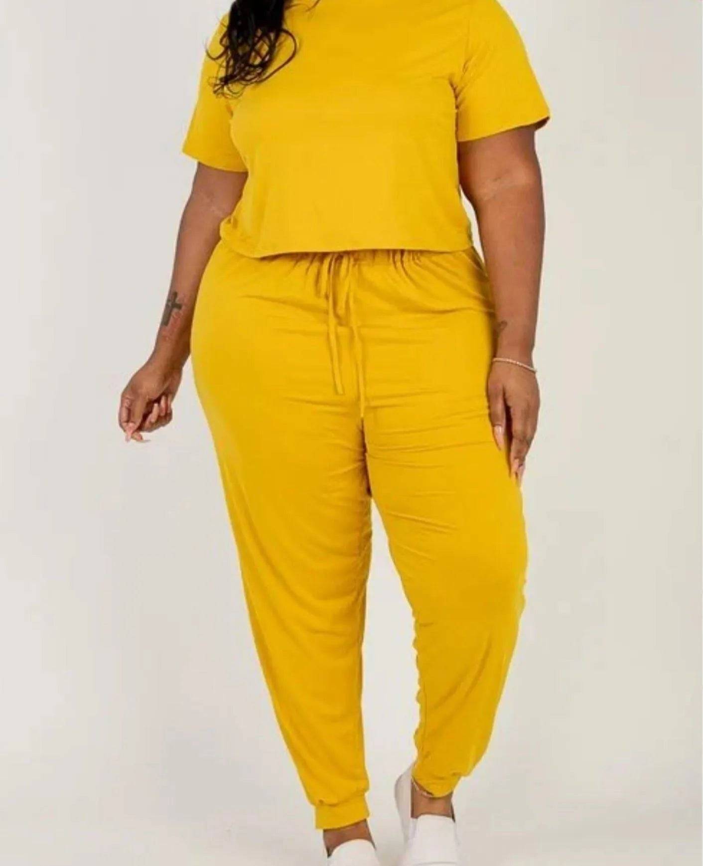 Mrs. Showoff Pants Set-Mustard.