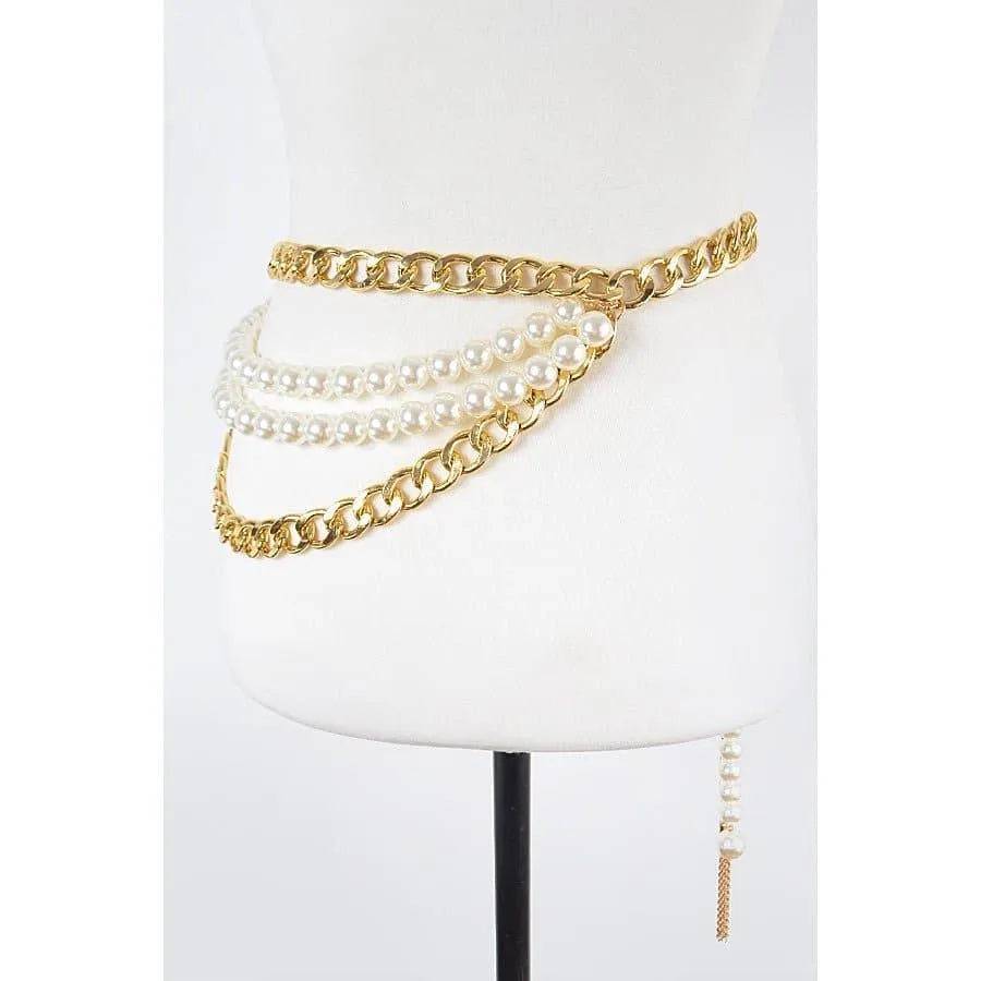Oversized Layered Chain Belt-Gold.