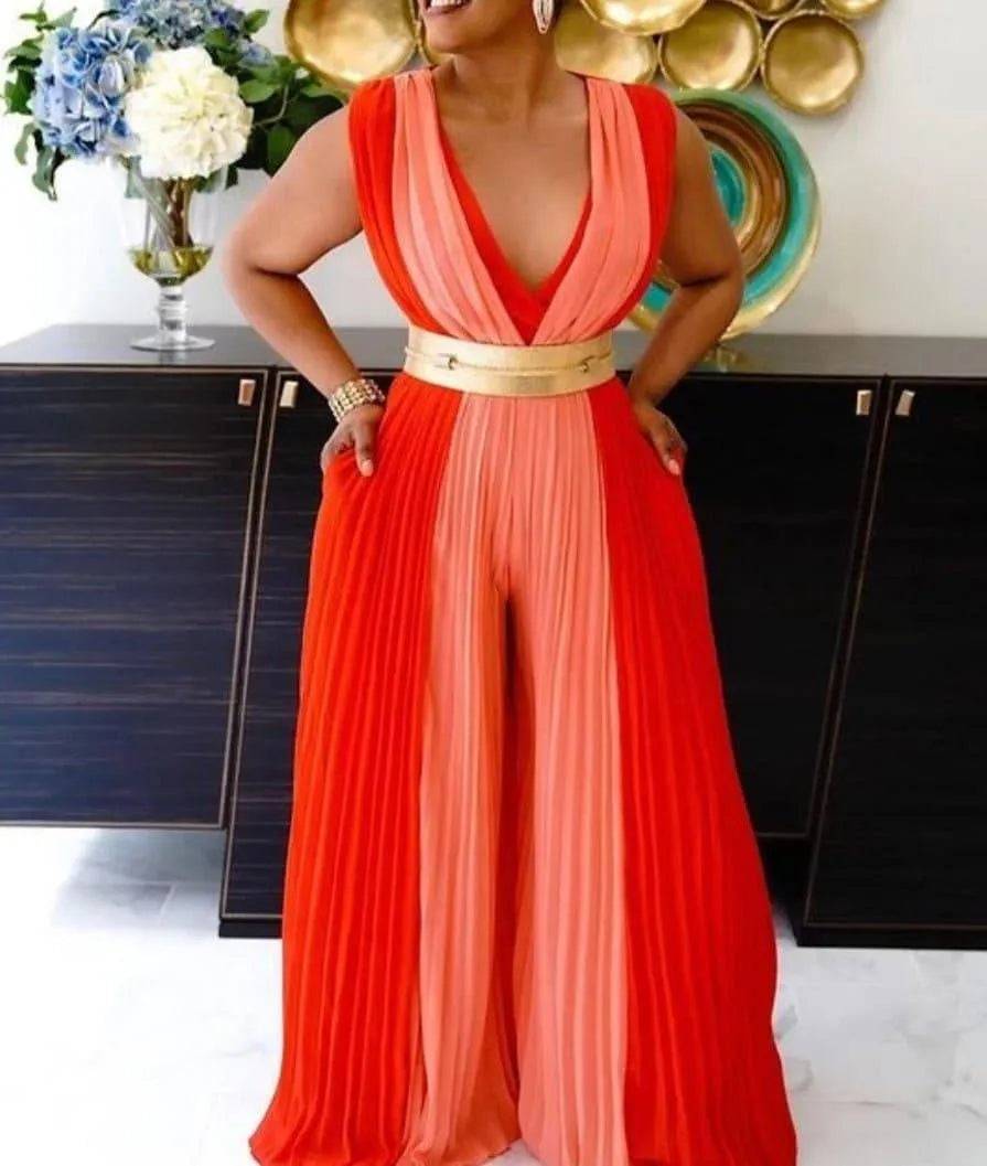 Peaches Night Date Jumpsuit-Red.