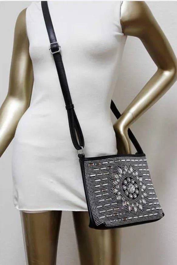 Petra Crossbody With Jewels And Stones-RED.