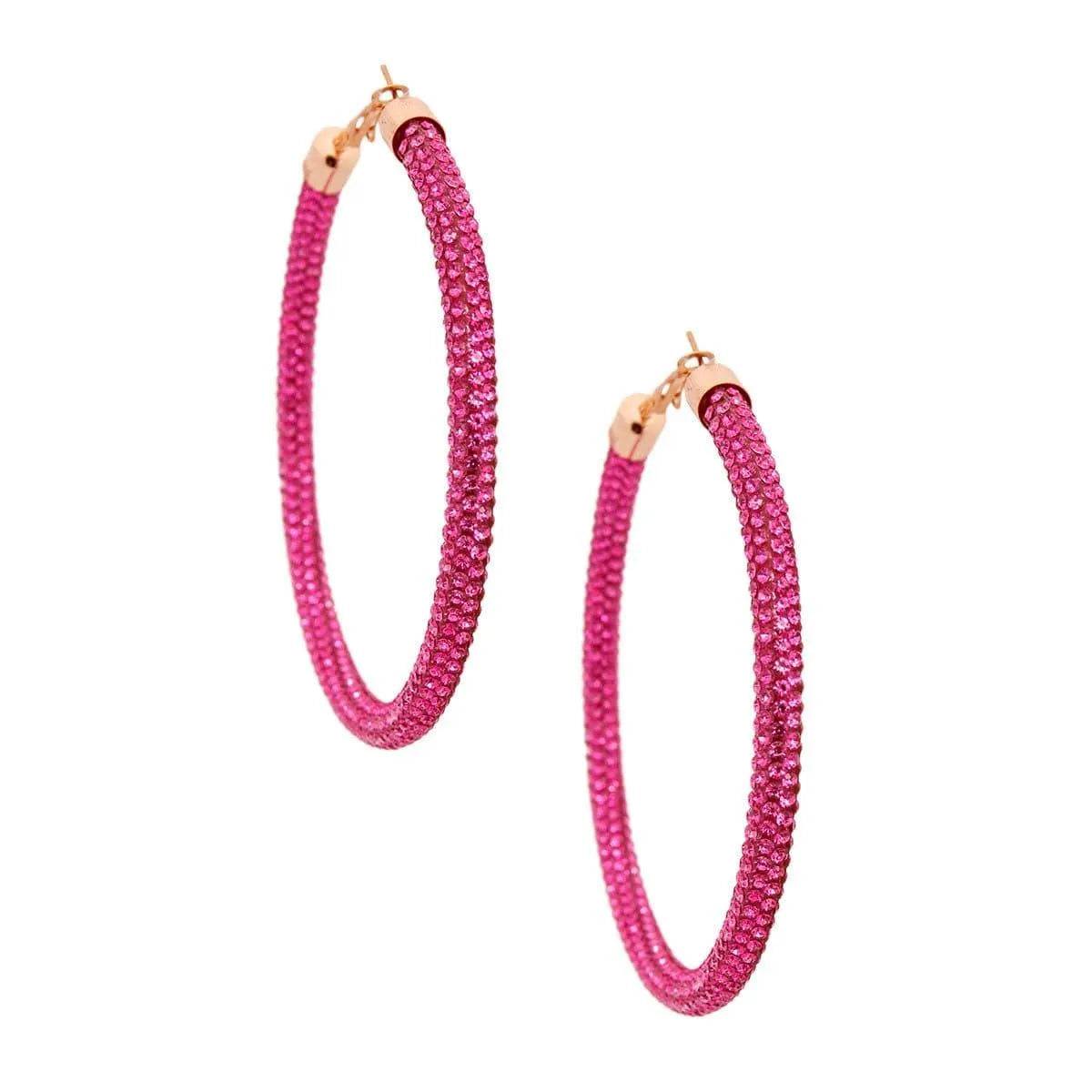 Pink Rhinestone Tube Hoops.