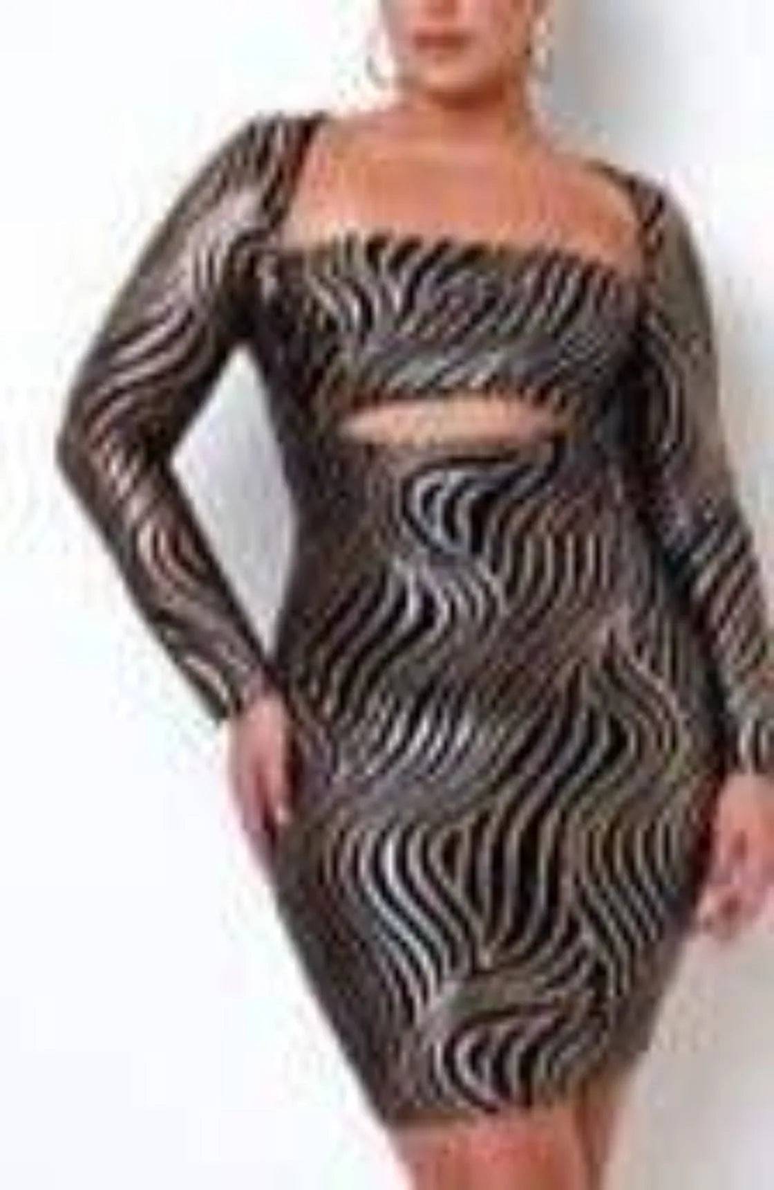 Plus Size Swirl Mini Dress-Black.