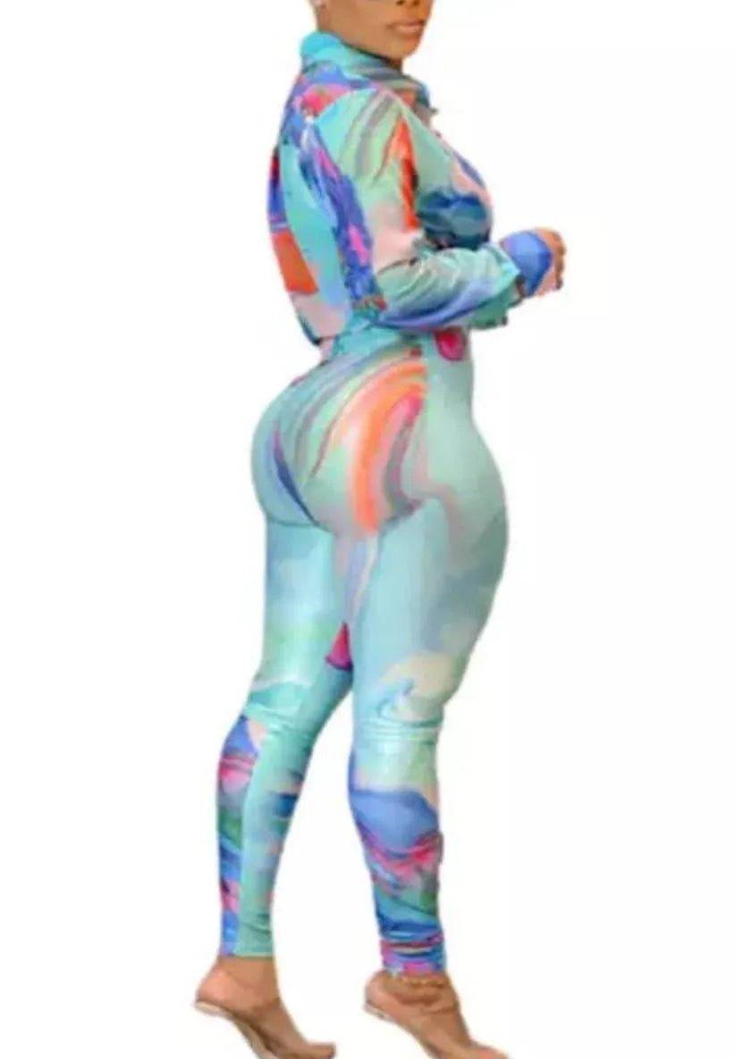 Printed Long Sleeve Pants Set.
