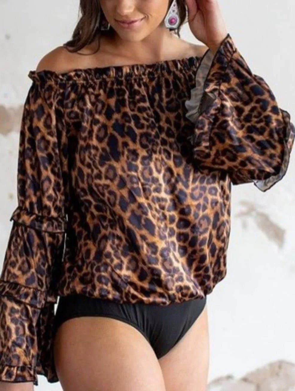 Sexy Black Leopard Plus Bodysuit.
