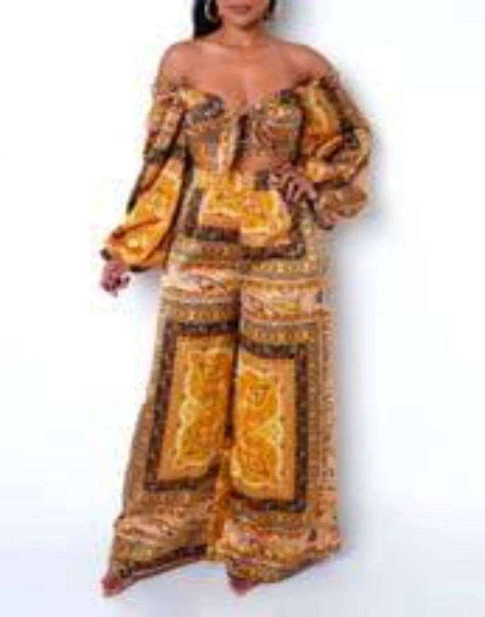 Sharay Two Piece Pant Set-Mustard.