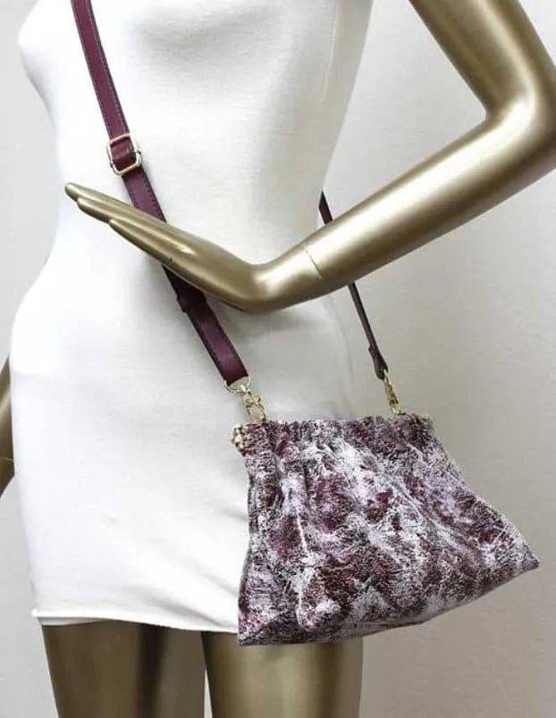 UNIQUE GENUINE LEATHER CROSSBODY HANDBAG-PURPLE.