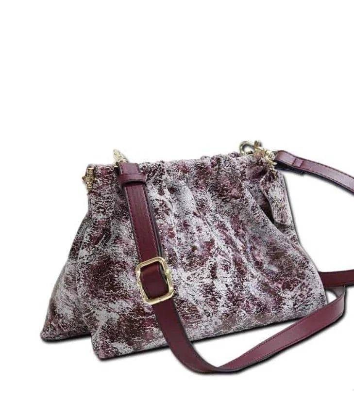 UNIQUE GENUINE LEATHER CROSSBODY HANDBAG-PURPLE.