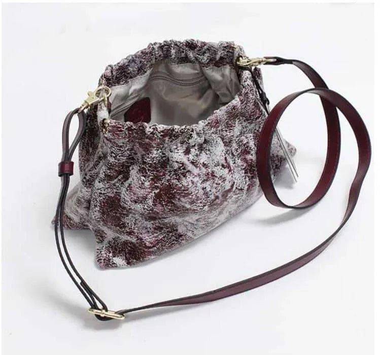 UNIQUE GENUINE LEATHER CROSSBODY HANDBAG-PURPLE.