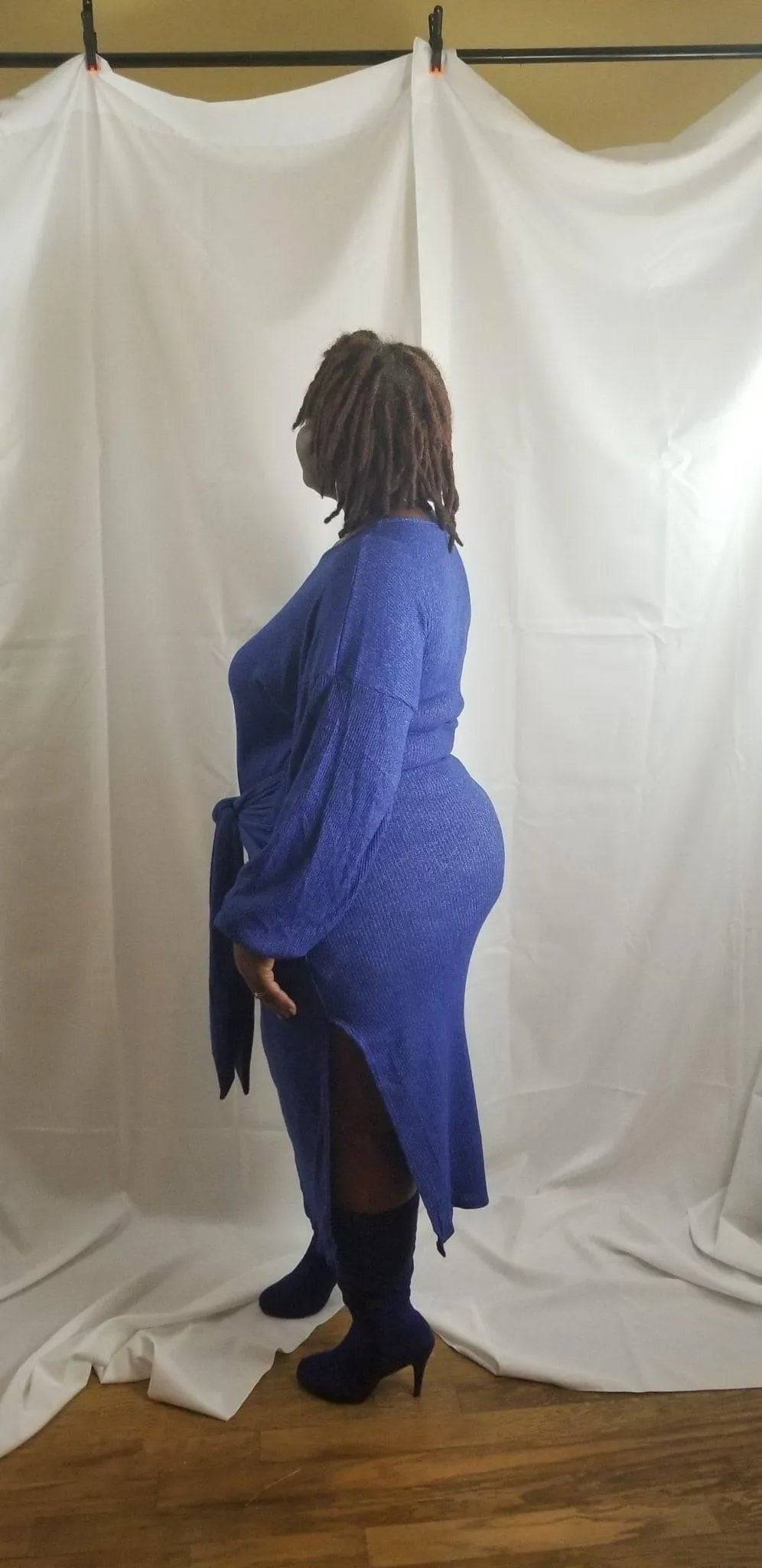 Waist Tie Dress-Purple.