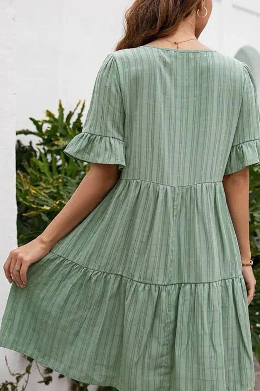 Whistle Free Mini Dress-Sage.