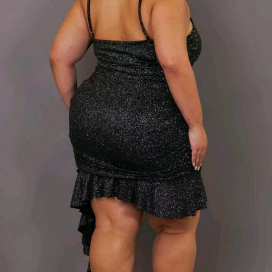 Chic & Stylish Carolyn Plus Size Black Mini Dress | Mysexyblack