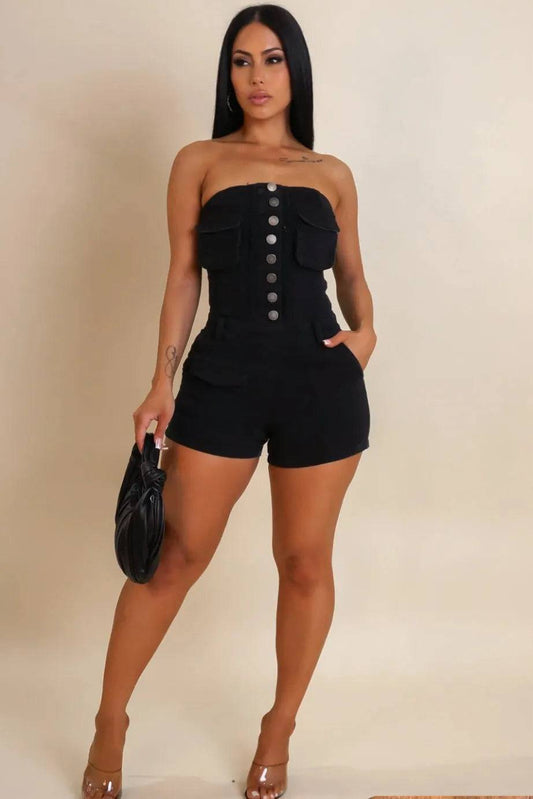 My Sexy Black Give It Up Romper for women, stylish one-piece jumpsuit with a flattering fit and trendy design.