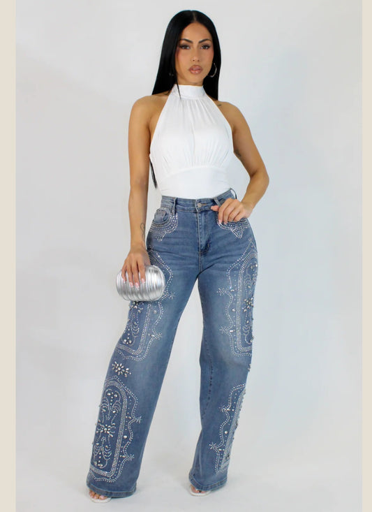 Light wash blue jeans for women by My Sexy Black featuring a classic fit and casual style.