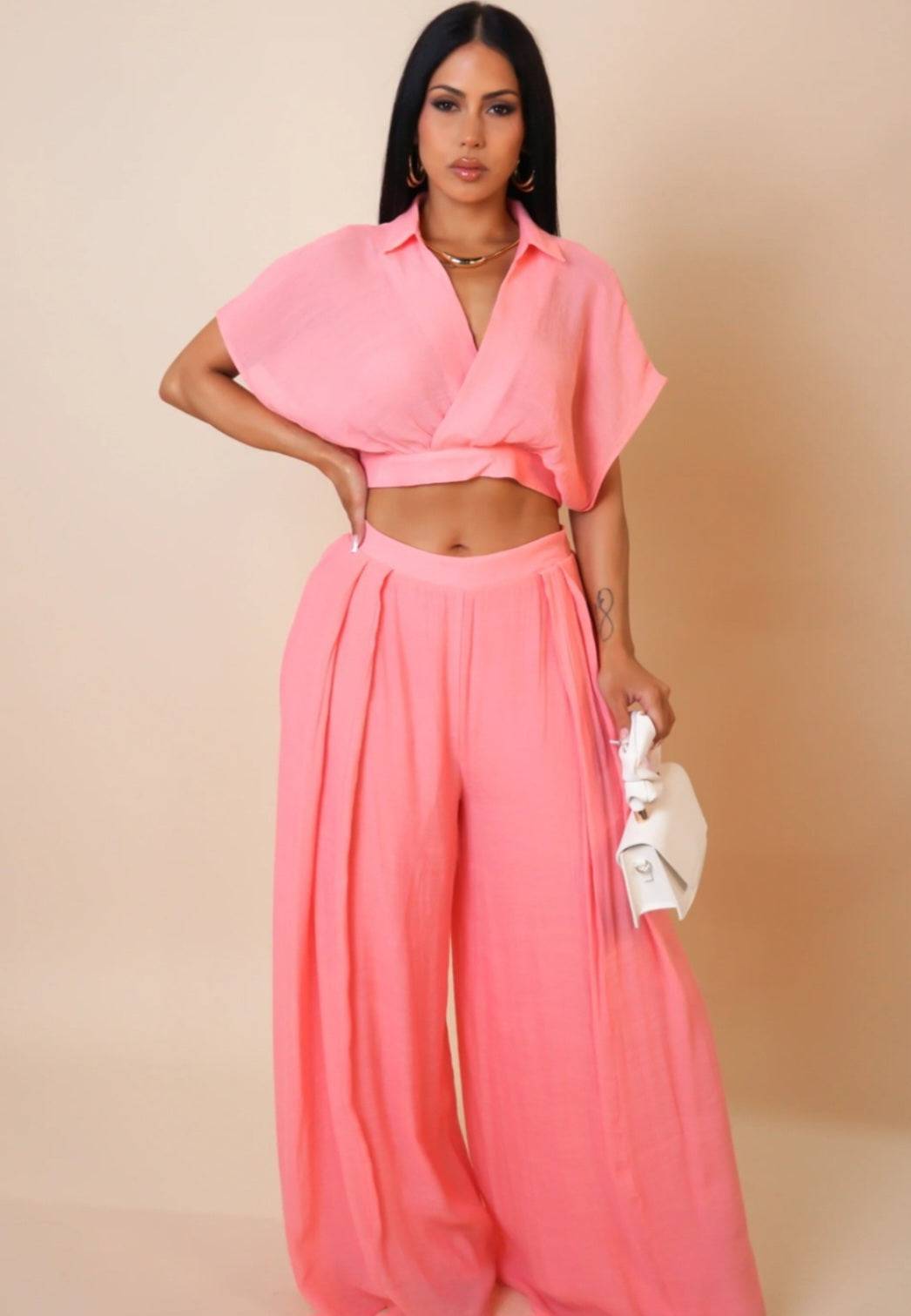 Vanessa Wide Leg Pants Set - My Sexy Black 