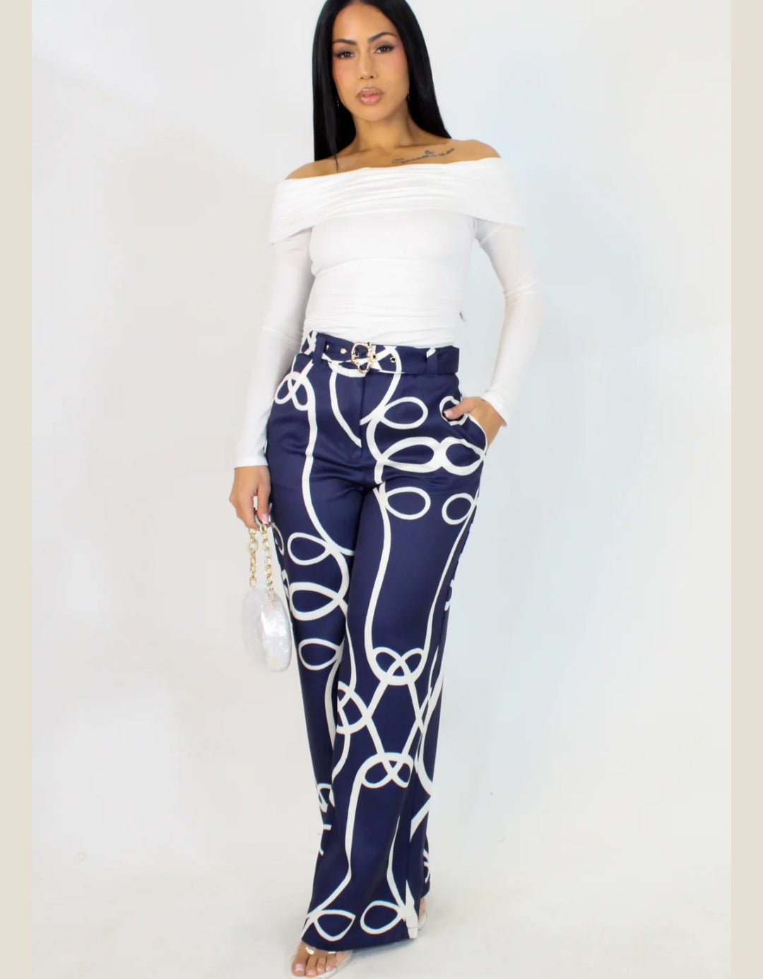 Navy blue I Want You Pants for women by My Sexy Black, featuring a stylish and comfortable fit with a relaxed silhouette.
