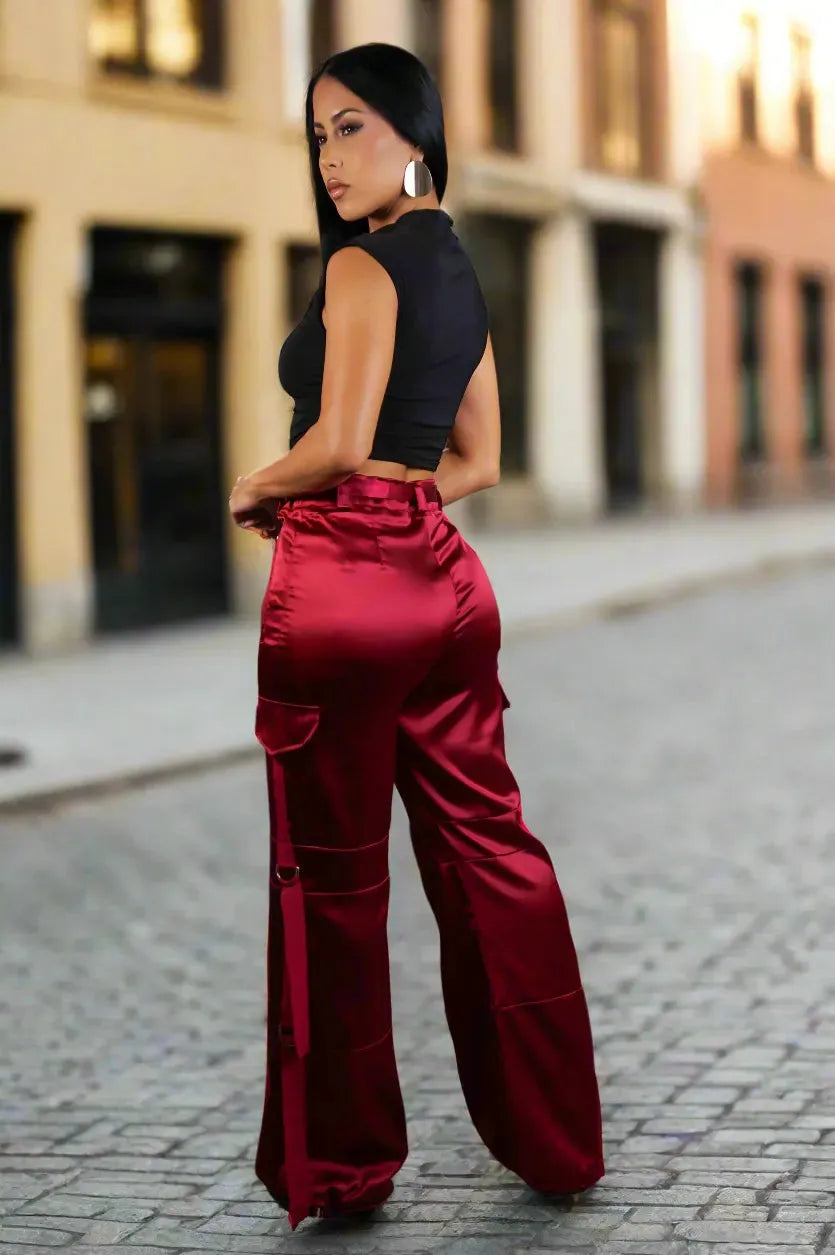Can't Wait Cargo Pants-Red - My Sexy Black 
