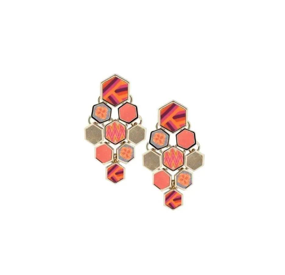 Hexagon Chandelier Earrings-Navajo Blue Silver.
