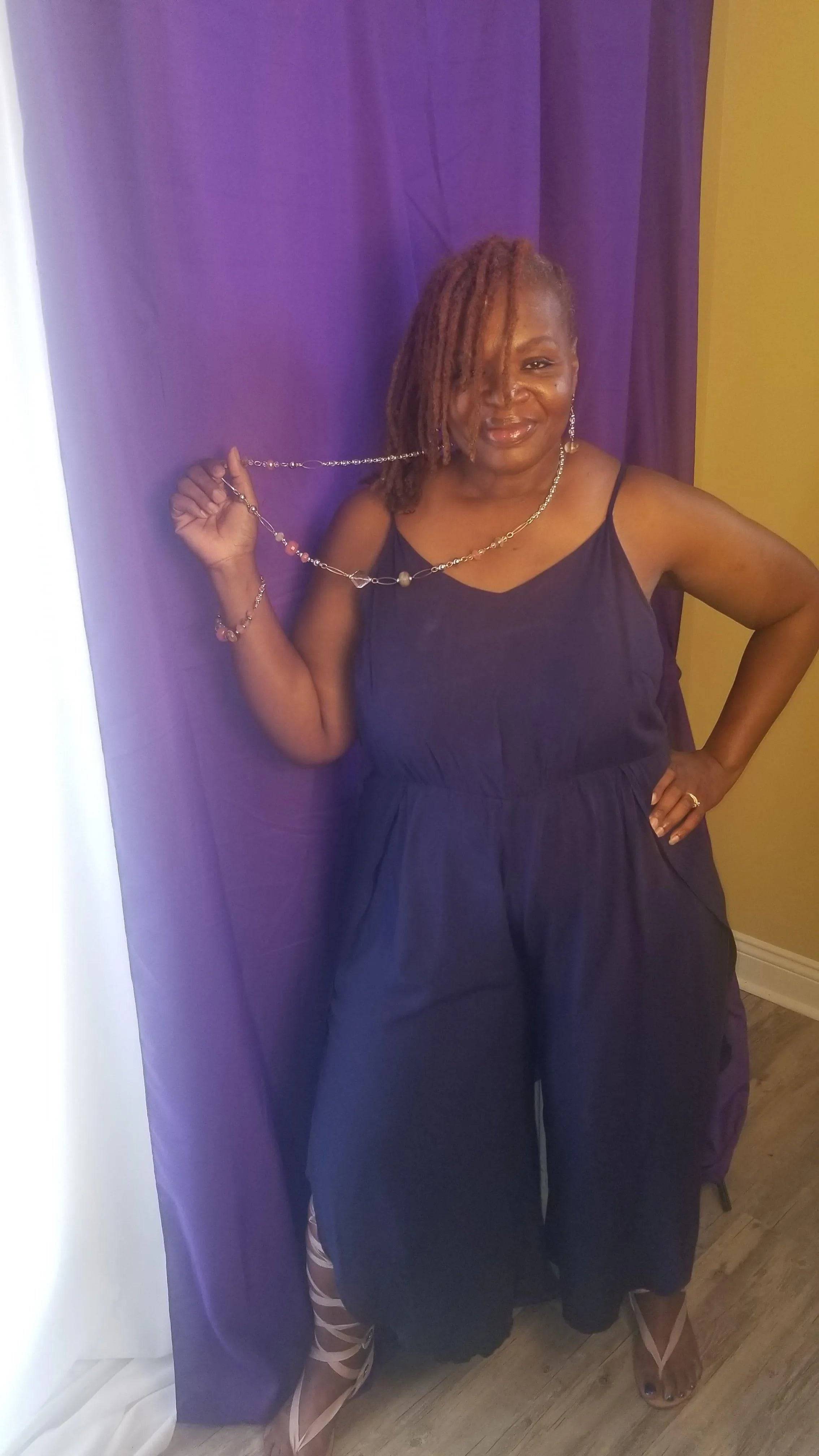 Lovely Lightweight Jumpsuit-Navy.