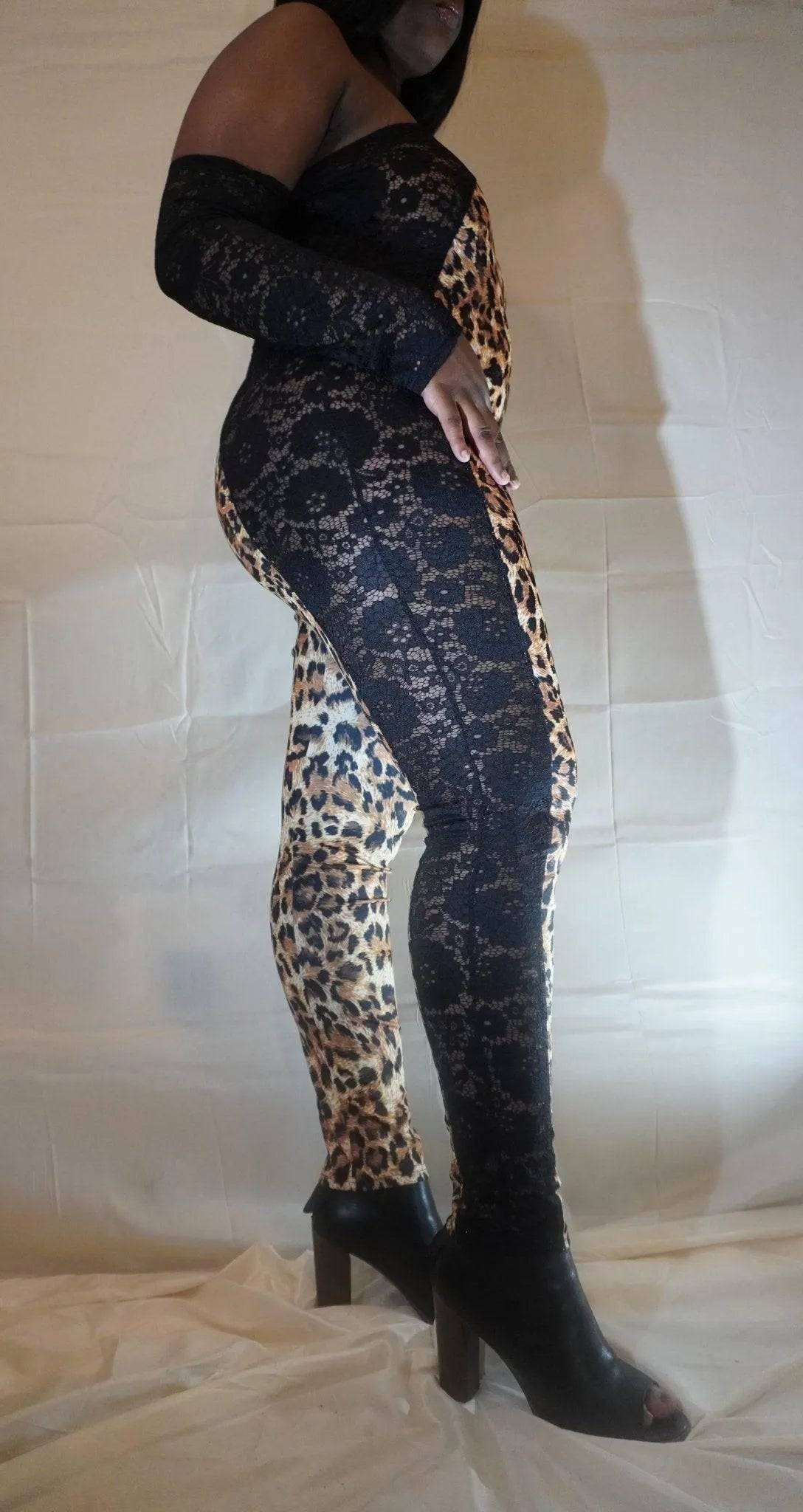Queen Jungle Lace Jumpsuit-Leopard.