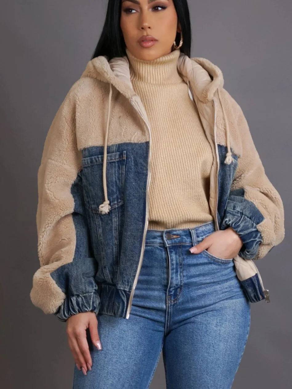 Winnie Cozy Hoodie Jacket-Khaki - My Sexy Black 