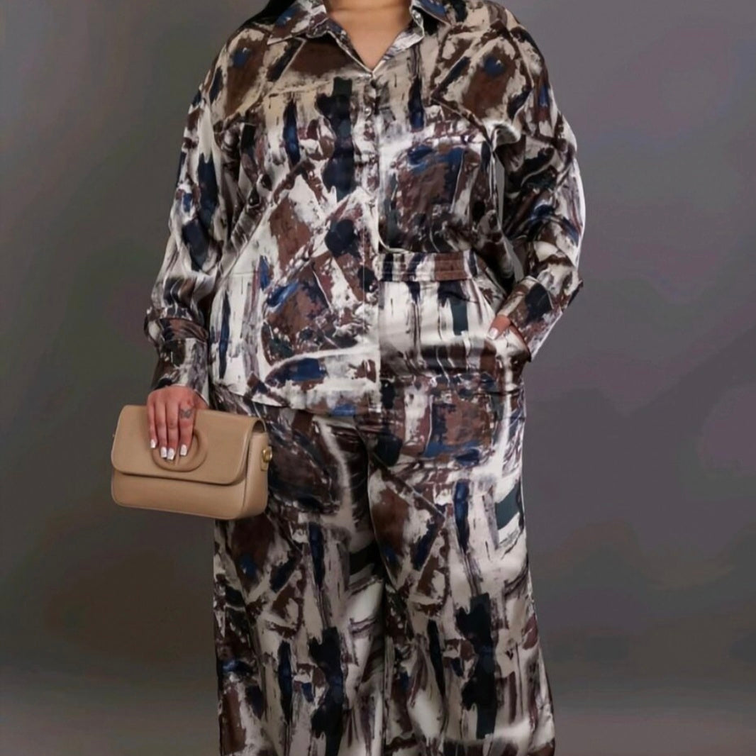 Print On Me Plus Pants Set