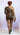 Brown two piece plus size women short set top with one shoulder