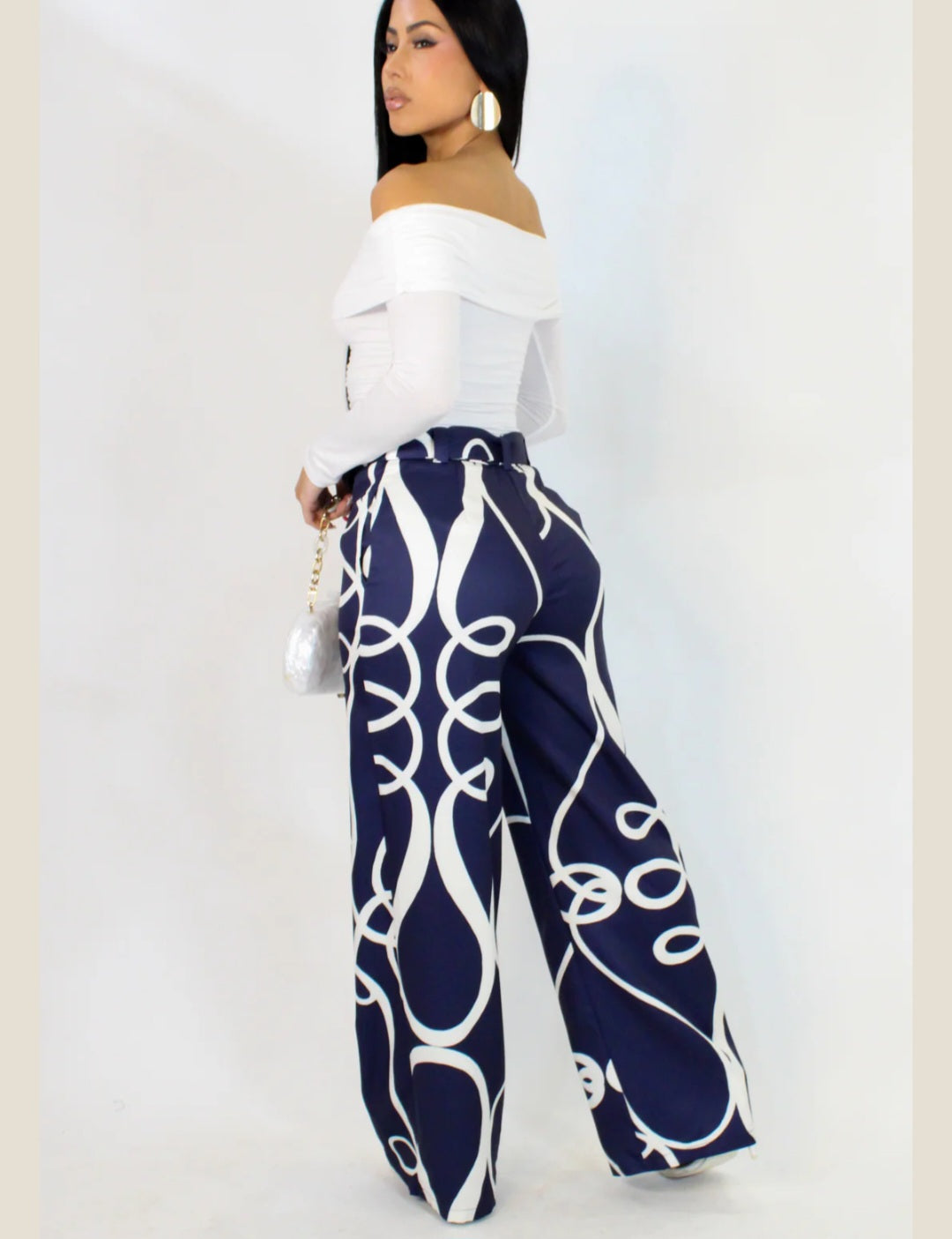 Navy I Want You Pants by My Sexy Black displayed on a model, featuring a fitted style and sleek fabric for a stylish look.
